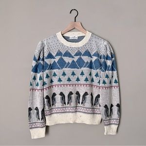 Vintage | Penguin Puff Sleeve Holiday Sweater